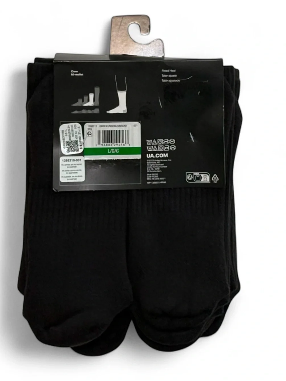 Under Armour Training cotton cushioned crew socks black 18 pairs